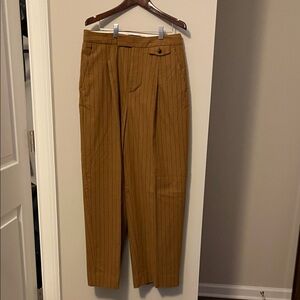 Madewell Tan Pinstripe Wide Leg Pants